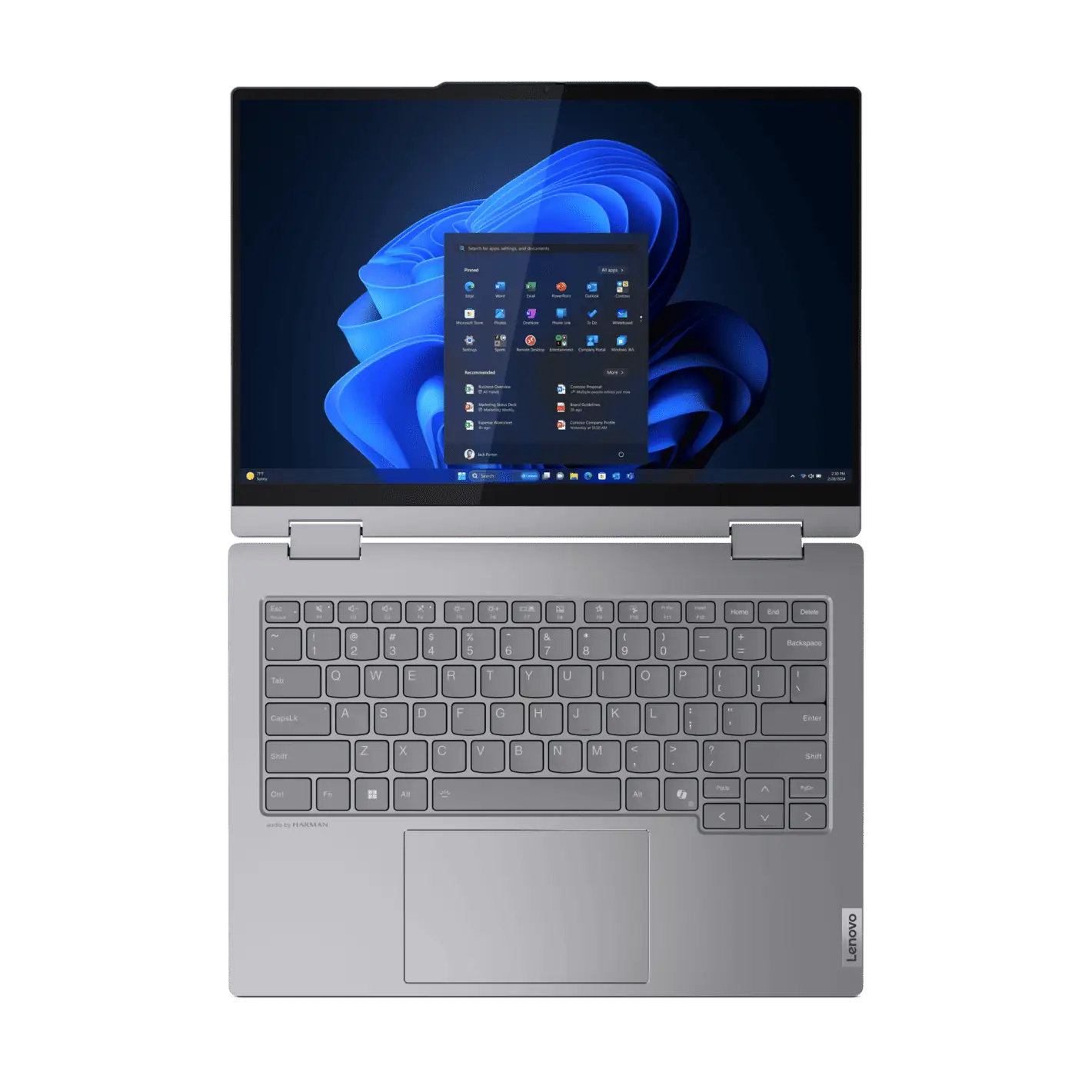 06 ThinkBook 14 2 in 1 4 Luna Grey Intel priekšējais BC vāciņš