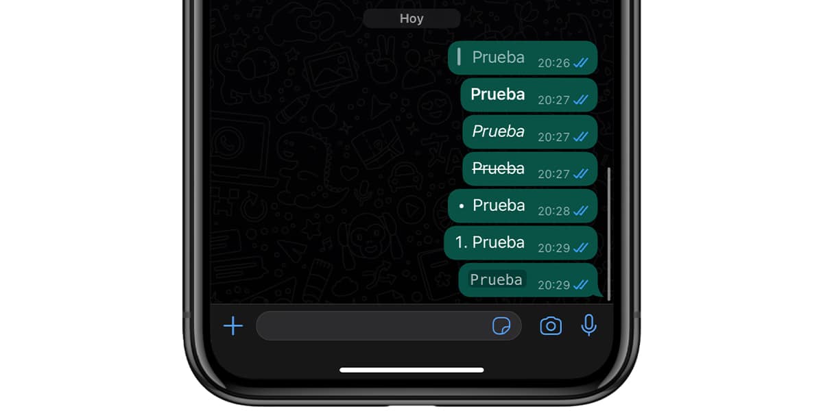 Formatos para los mensajes de WhatsApp