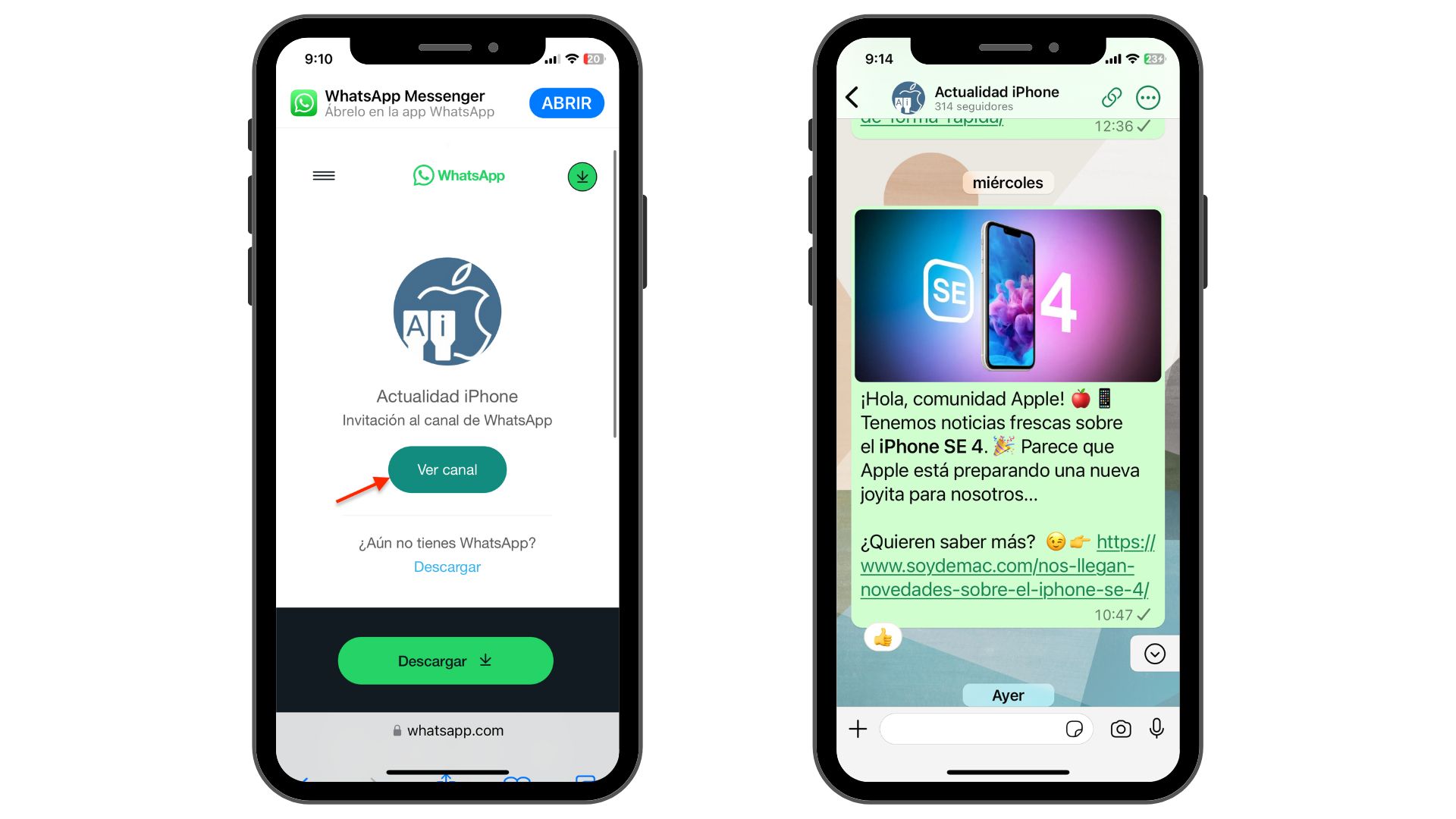pašreizējais whatsapp kanāls iPhone