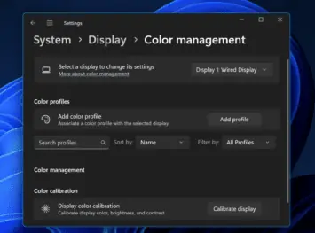 jauni krāsu profila iestatījumi