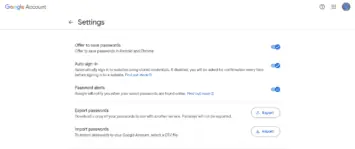 Google paroļu pārvaldnieka iestatījumu importēšana un eksportēšana no datora