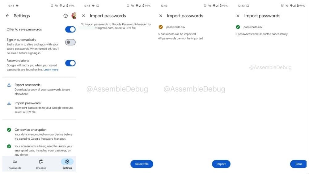 google paroļu pārvaldnieks android csv importēšana