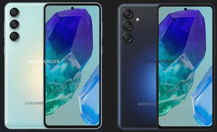 Samsung Galaxy M55 5G noplūda renderējumi