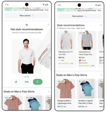 Google stila ieteikumu opcijas