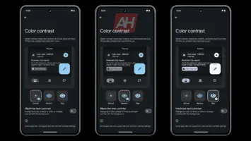 Android krāsu kontrasta salīdzinājums ar parasto teksta kontrastu tumši AH