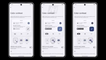 Android krāsu kontrasta salīdzinājums ar parasto teksta kontrasta gaismu AH