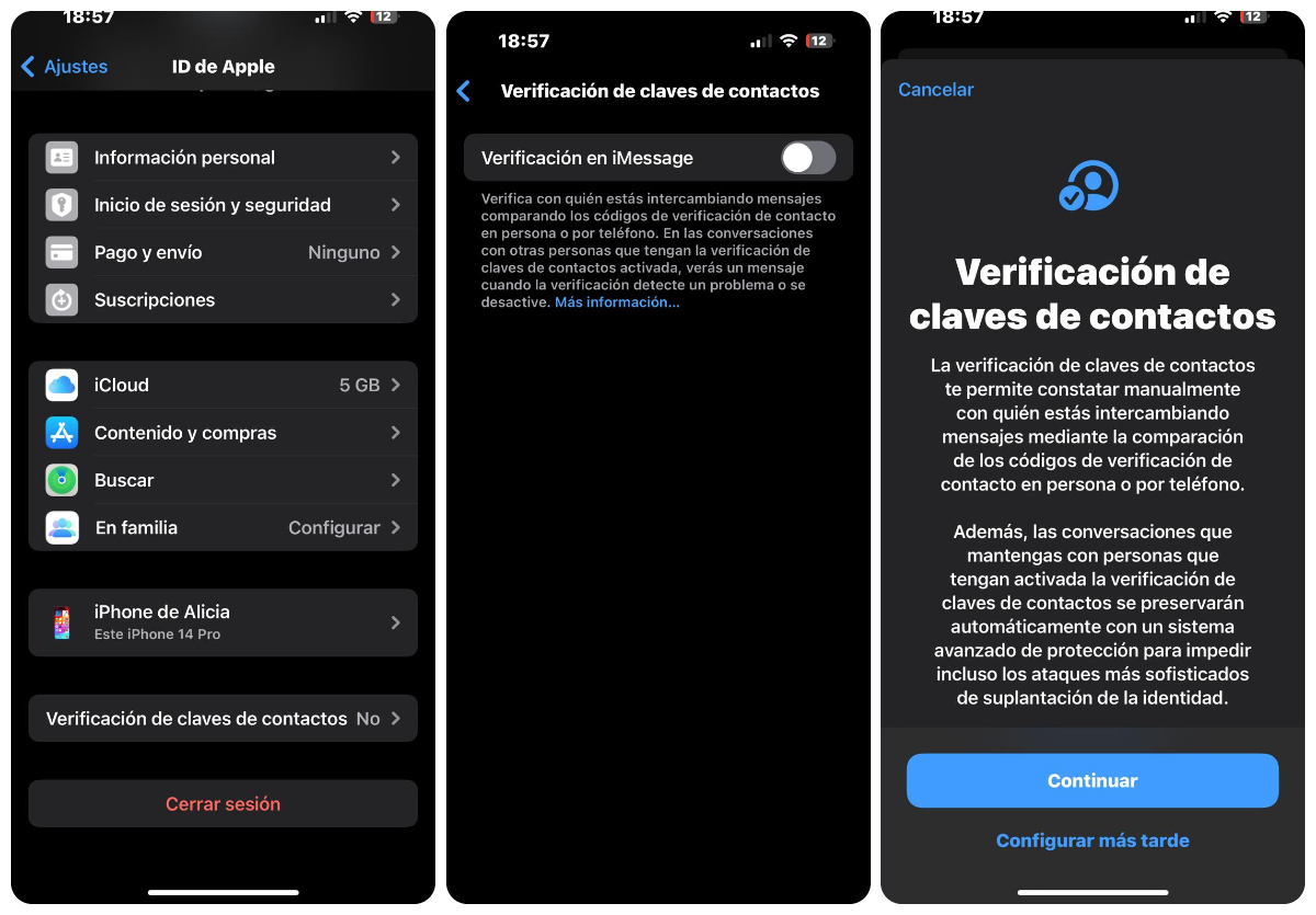 Ieslēdziet iMessage kontaktpersonas atslēgas verifikāciju