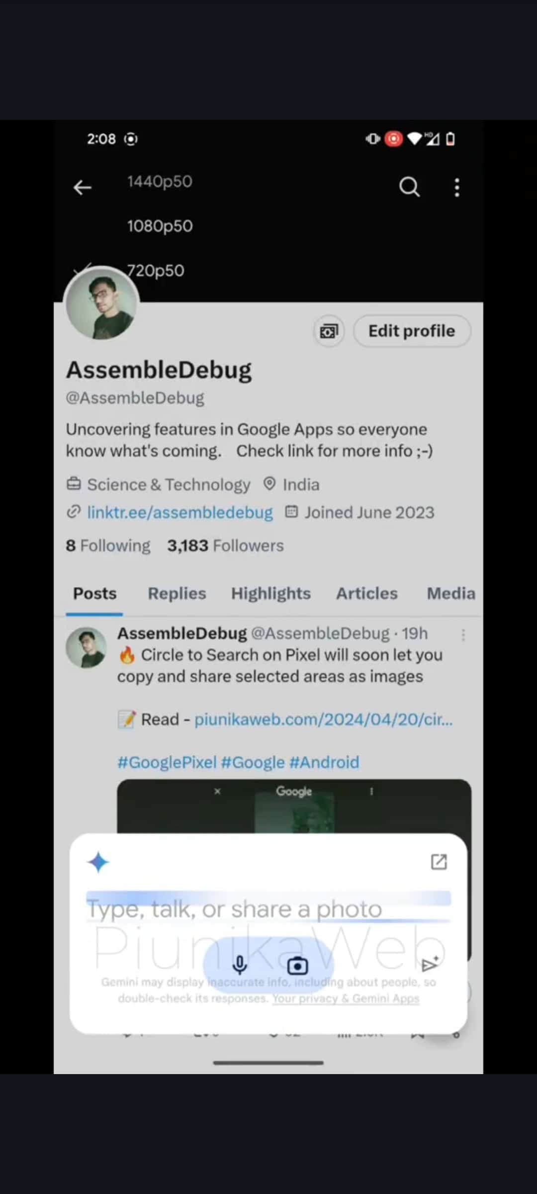 Gemini Android pārklājums