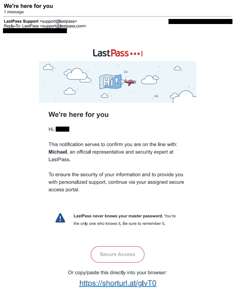 LastPass zīmola pikšķerēšanas kampaņa