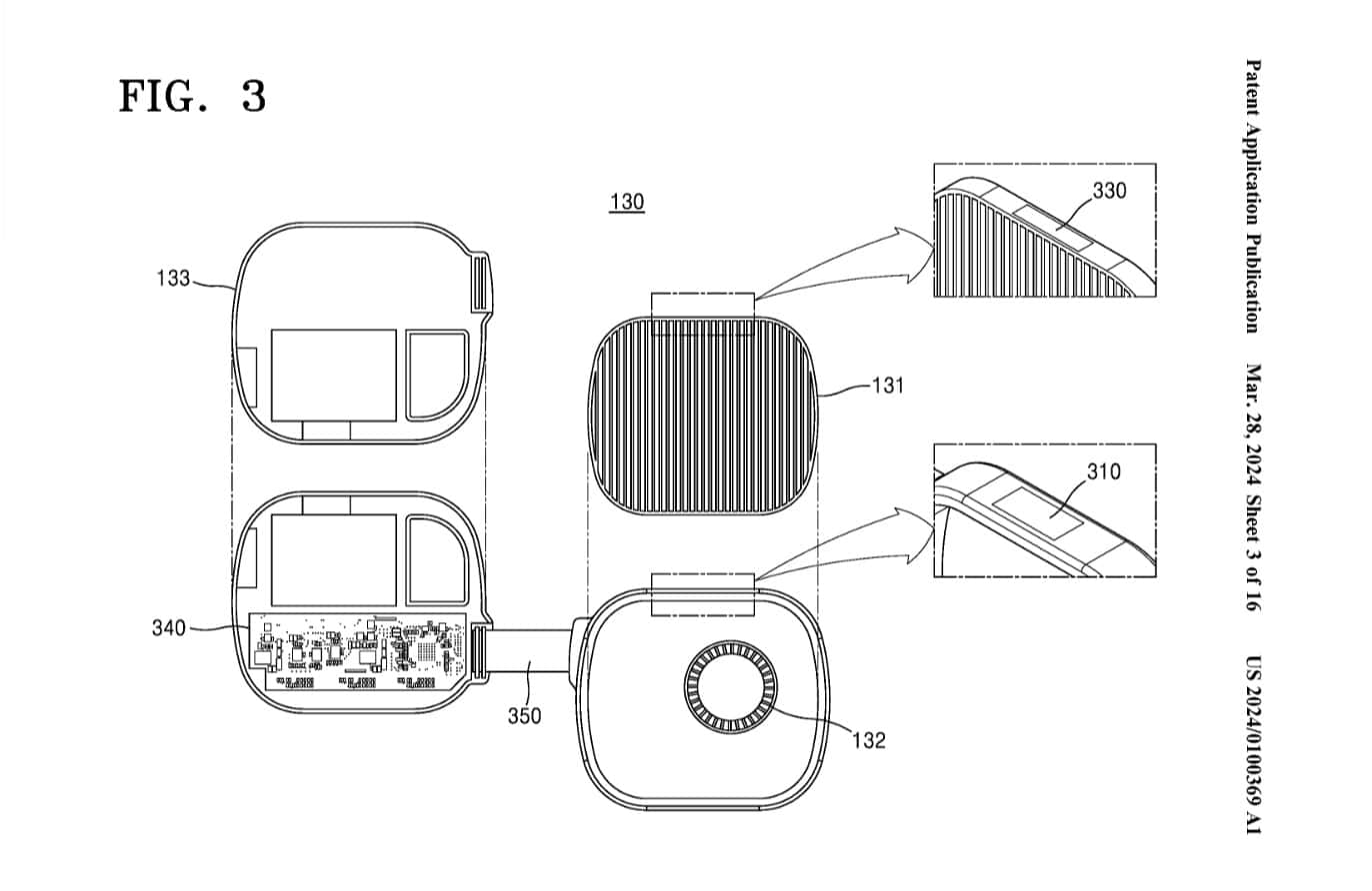 Samsung elektroniskās maskas patenta skice 2