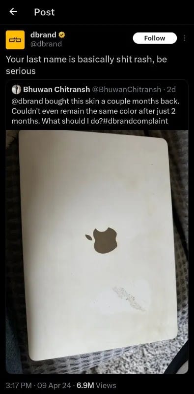 Dbrand Rasict tvīts.