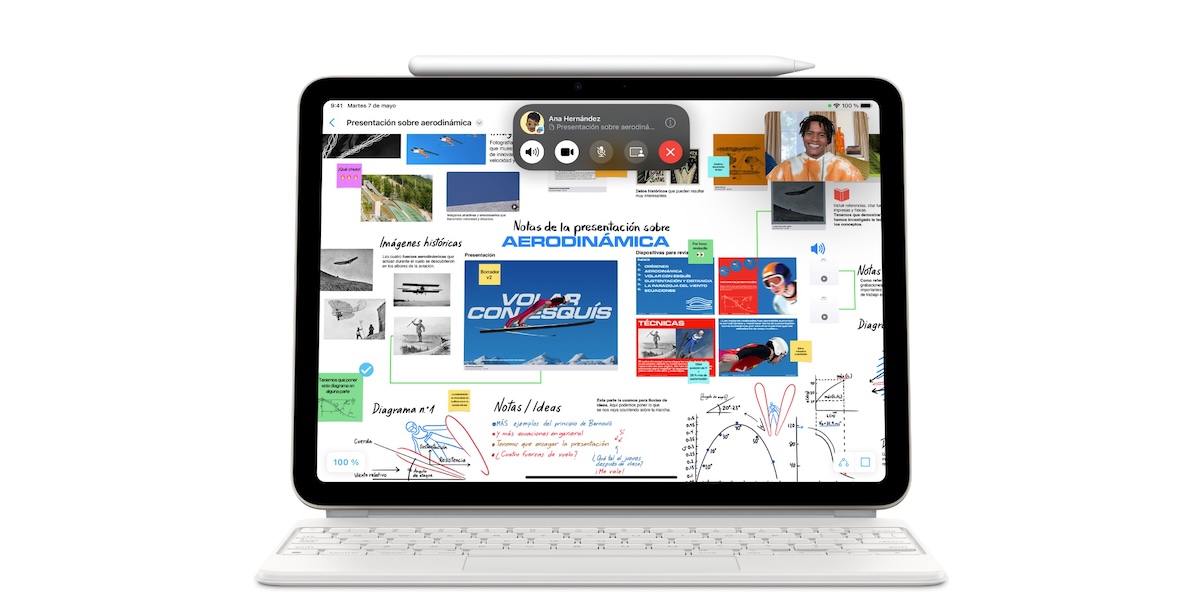 iPad Air ar Apple zīmuli un burvju tastatūru