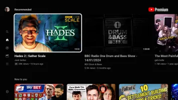 YouTube Android TV lietotāja interfeiss