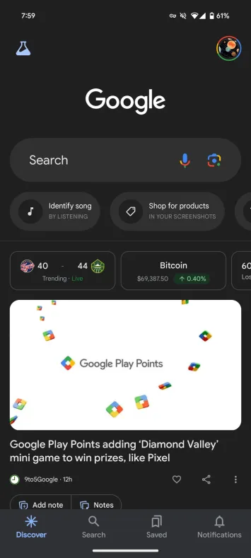 Google lietotne Paziņojumi Android