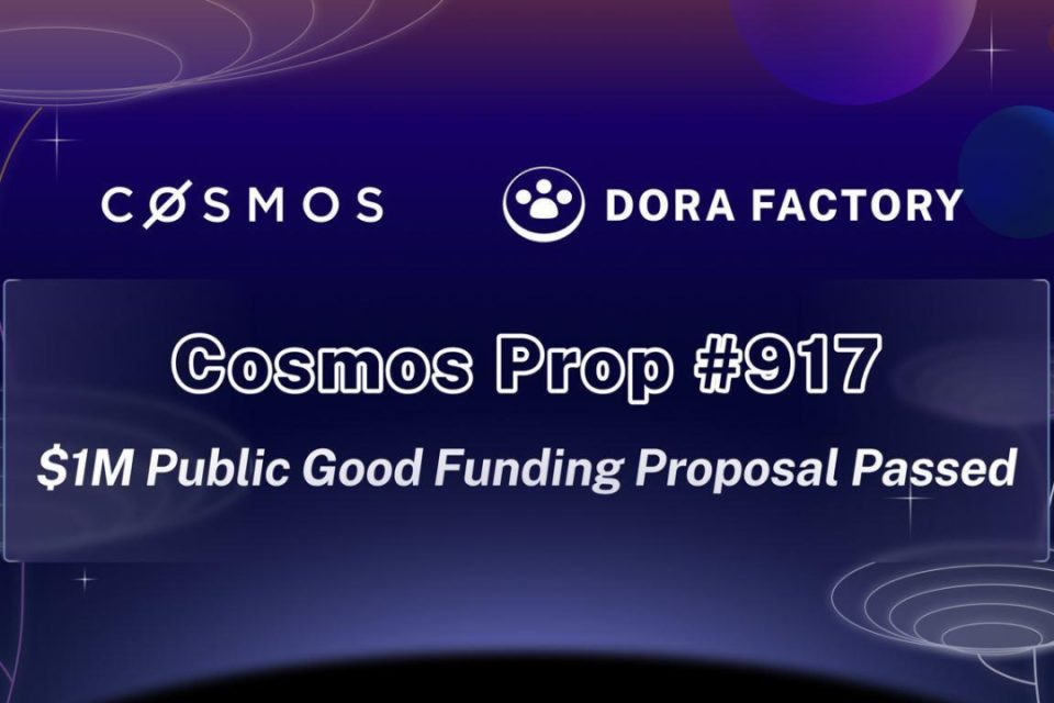 Cosmos Hub apstiprina 1 miljona dolāru dotāciju uzņēmumam Dora Factory kvadrātiskā finansējuma iniciatīvai