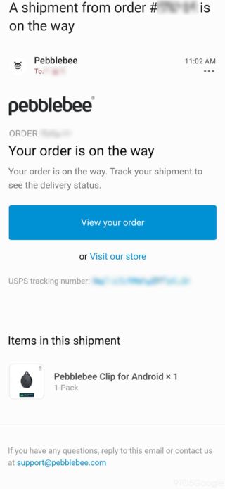 Piegādes apstiprinājumu nosūtīja Pebblebee