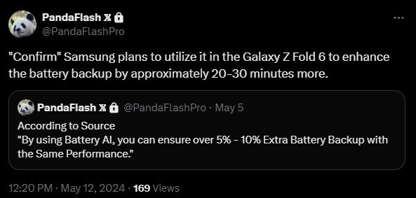 Samsung Battery AI Galaxy Z Fold 6 salokāmas baumas