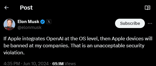 Īlons Masks tvītoja apple chatgpt (2)