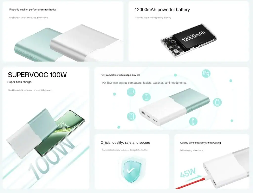 OnePlus 12 000 mAh jaudas bankas attēls 2