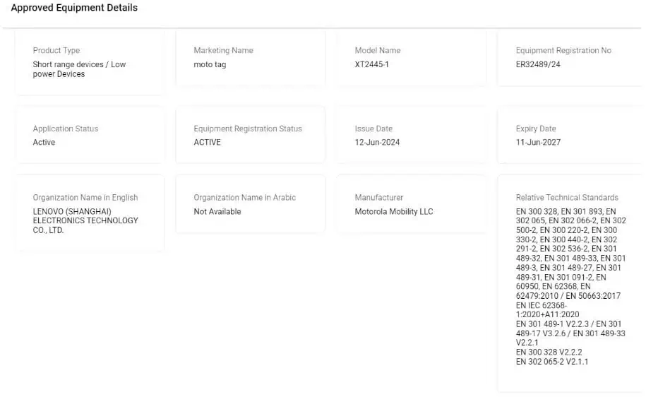 Moto Tag vietnē TDRA