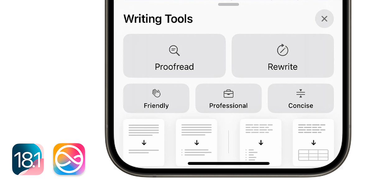 Apple Intelligence līdzekļi operētājsistēmā iOS 18.1