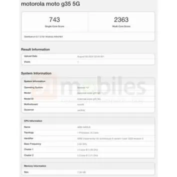 Geekbench sarakstā Moto G35 5G