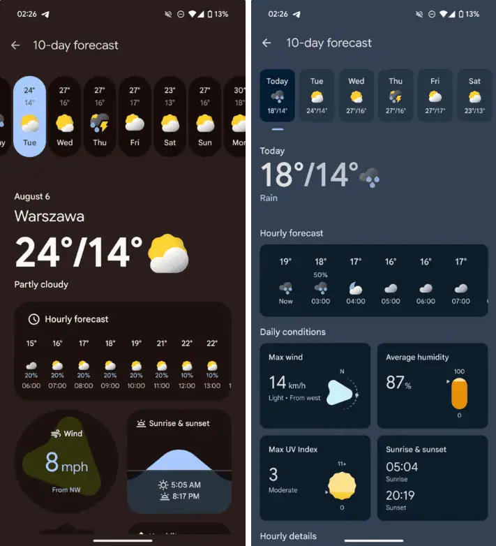 Lietotne Google Pixel Weather 3