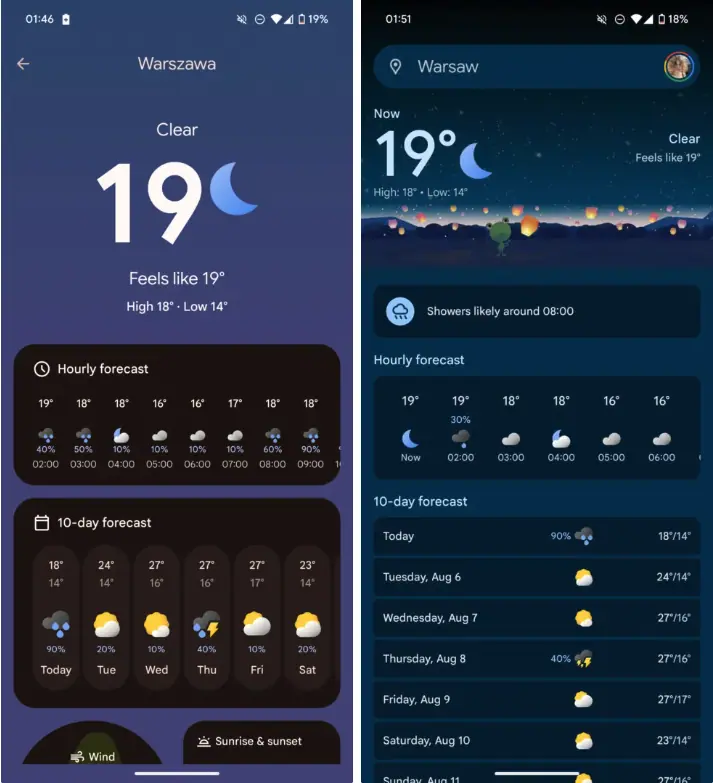 Lietotne Google Pixel Weather 1