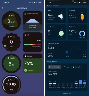 Lietotne Google Pixel Weather 2