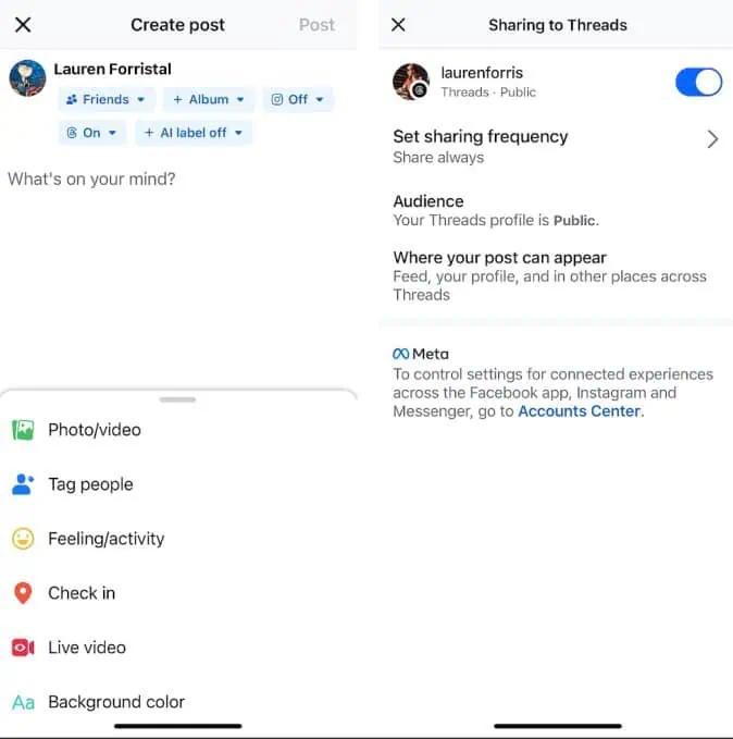 Facebook Instagram Threads savstarpēja izlikšana 1