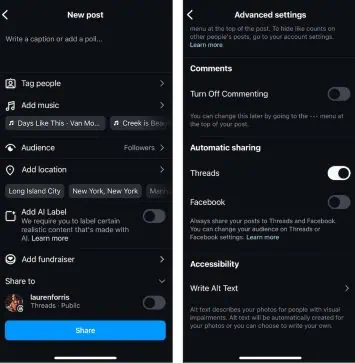 Facebook Instagram Threads pārrobežu publicēšana
