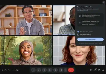 Google Meet AI piezīmju veikšanas funkcija