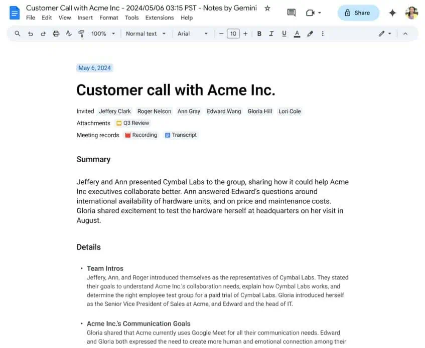 Google sapulču piezīmes pakalpojumā Dokumenti