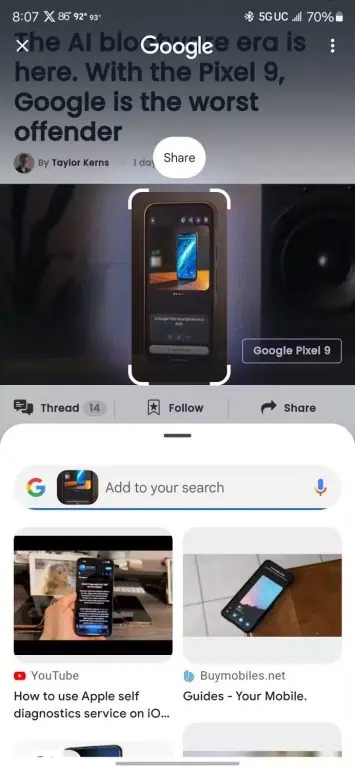 Apzīmējiet apli, lai meklētu apgriešanas daļu