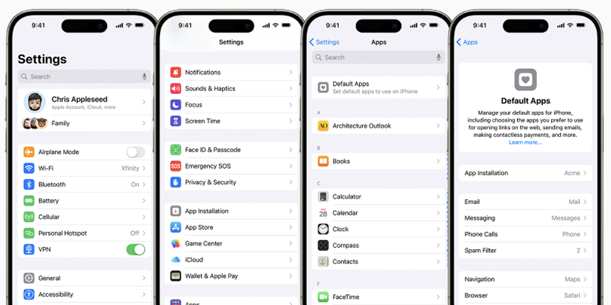 Apps predeterminadas en iOS 18 en la UE