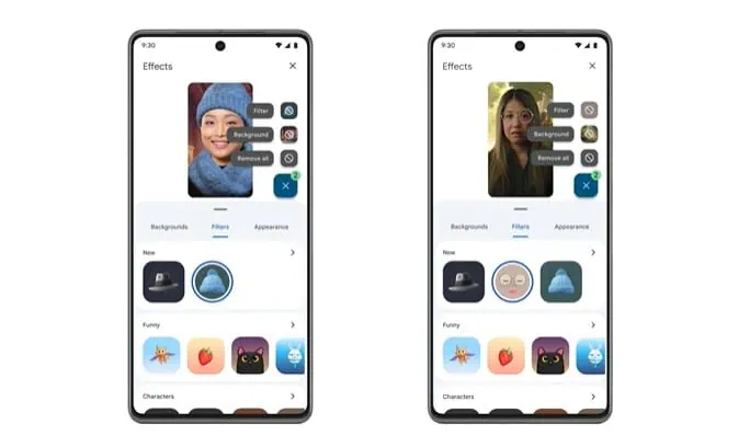google atbilst jaunām funkcijām filtru efektus