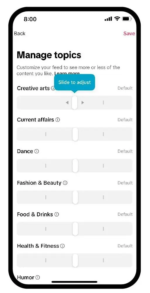 TikTok pielāgot jums