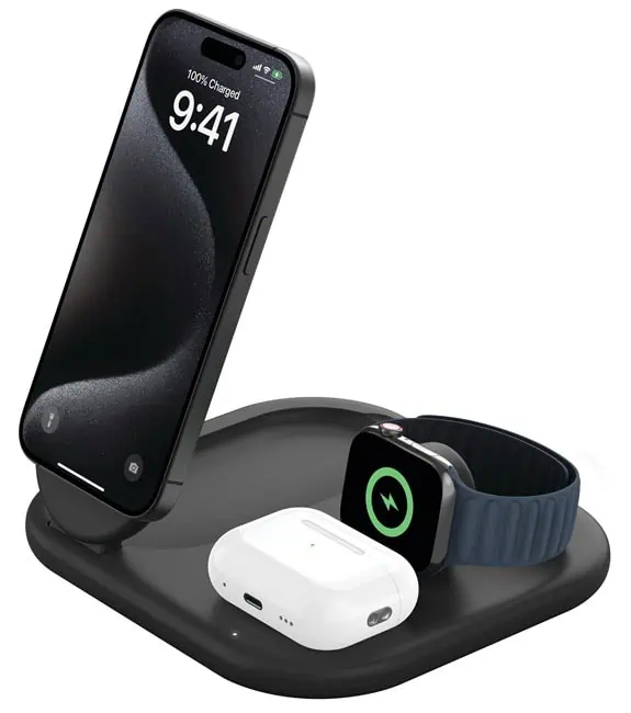 BoostCharge 3 vienā magnētiskais salokāms lādētājs ar atvērtu dizainu