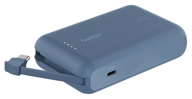 BoostCharge Power Bank 10K w integrēts kabelis zils