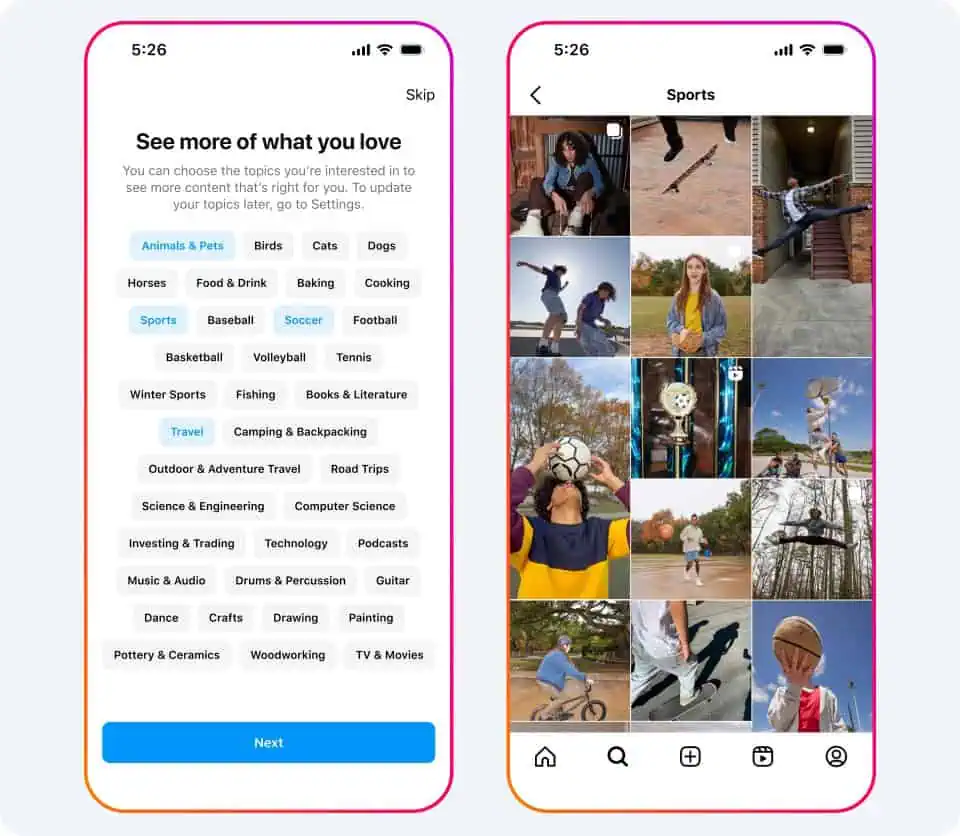 Instagram pusaudžu konti izvēlas tēmas