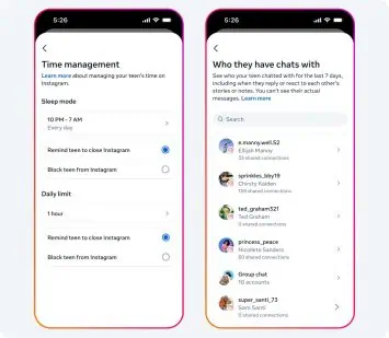 Instagram pusaudžu konti vecāku kontrole