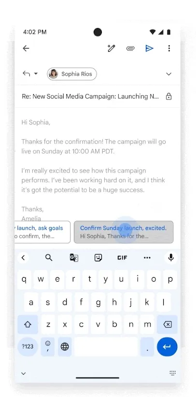 Gmail viedās atbildes Gemini (2)
