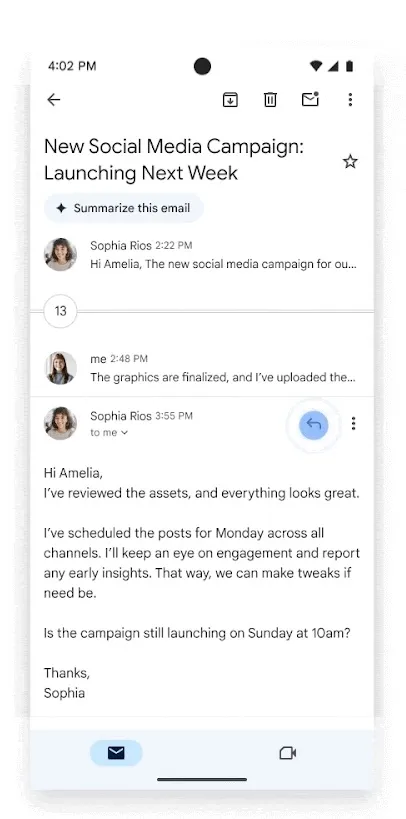 Gmail viedās atbildes Gemini (1)