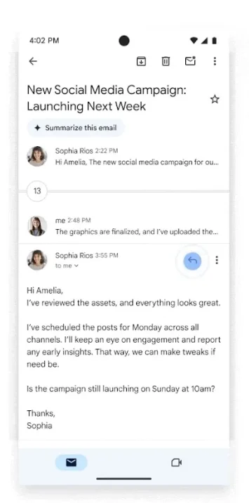 Gmail viedās atbildes Gemini (1)