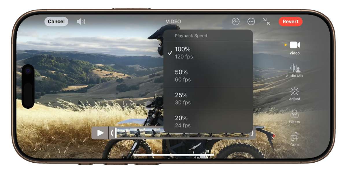 Cambia la velocidad del vídeo en iOS 18