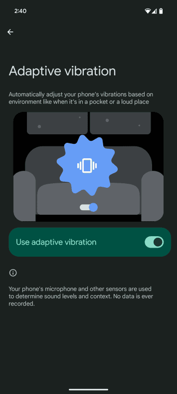 Android 15 adaptīvā vibrācija (2)
