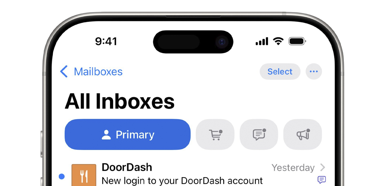 iOS 18.2 beta 1, lietotne Mail