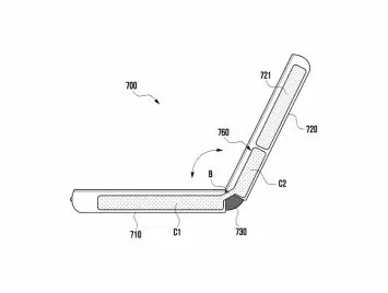 Samsung vienas šūnas salokāmā akumulatora patents 2