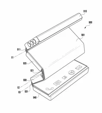 Samsung vienas šūnas salokāmā akumulatora patents 3