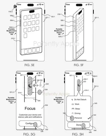 iPhone vairāku darbību poga Apple patents